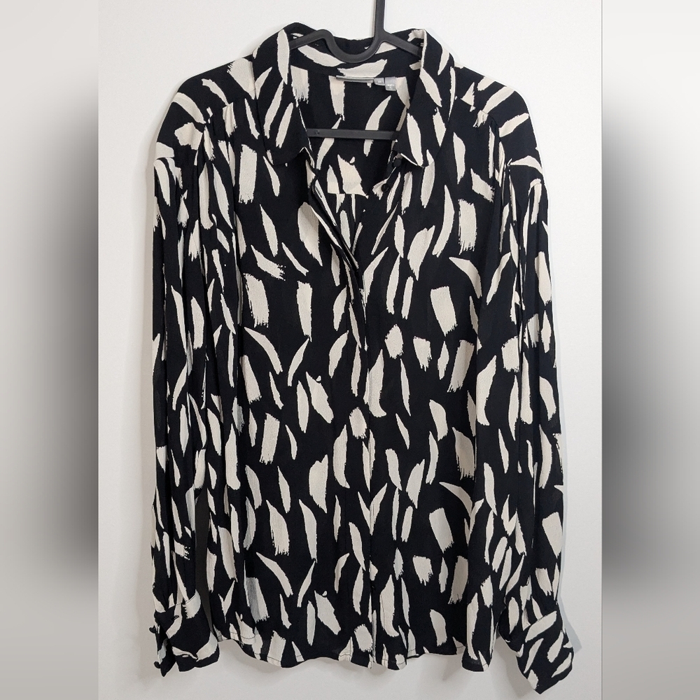 Fransa Geto Abstract Print Blouse - Black and White - size M
